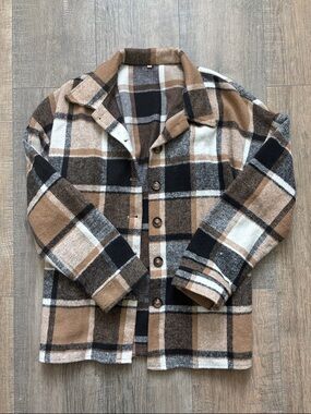 Plaid Brown & Black Kids Jacket